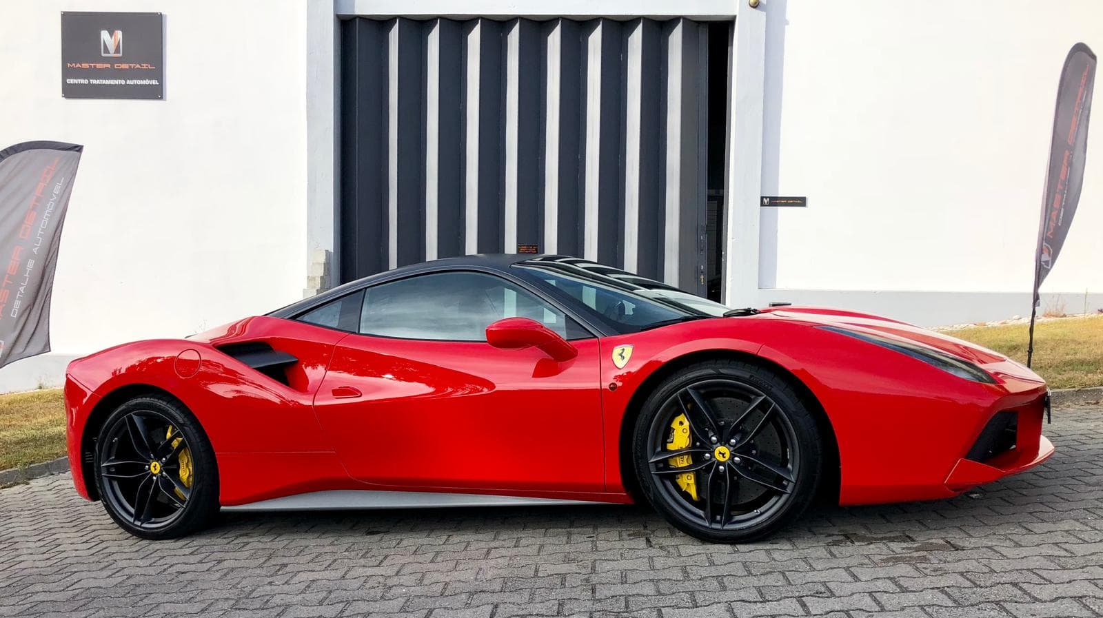 Red Ferrari 488 GTB after full detail and ceramic coating